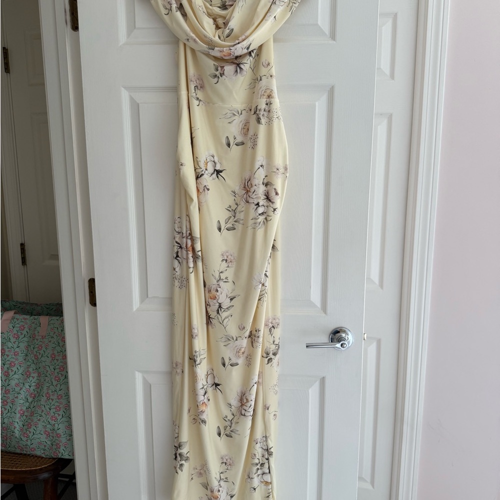 Club L London Strapless Floral Dress - Cream Maternity - Picture 2 of 9